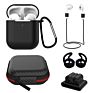 6 In-1 Protective Case for Airpods 1 2 Headphone Storage Box Lanyard Carabiner Silicone Cover for Air Pods 2 Case Ear Cap