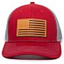 6 Panel Leather Patch Logo Mesh American Flag Trucker Hat