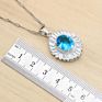 925 Silver Sky Blue Topaz Bridal Jewelry Sets for Women Stud Earrings Necklace Ring Pendant Bracelets