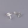 925 Sterling Silver Cross Shape Stud Earrings for Women