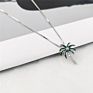 925 Sterling Silver Enamel Crystal Palm Tree Pendant Necklace