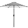 9Ft Garden Outdoor Manual Tilt round Patio Umbrella, Black and White Stripe Fabric