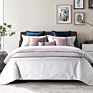 A Grade Luxury Pink Grey Spliced Series Polyester Embroidery 6 in 1 Bed Runner Waist Cushion Cover Decor Set