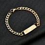 Acceptable Engraved Letter Stainless Steel Bracelet Gold Silver Black Name Plate Men's Link Chain Bracelet Diy