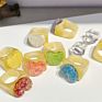 Acrylic Jewelry Colorful Glitter Heart Resin Band Rings Candy Color Love Heart Acrylic Finger Rings