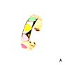 Adjustable Gold Plated Colorful Enameled Heart Open Rings Candy Color Enamel Love Heart Finger Rings