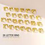 Adjustable Women Statement Rings Personalized Gold Bold Initial Letter Open Ring