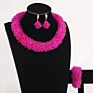 African and Dubai Jewelry Set Small Beaded Nigerian Jewellery Set Pink Wedding Party Necklace Set