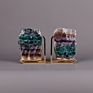 Agate Pink Decorative Crystal Bookends Brass Book Holder Bookend Supperer