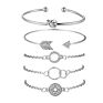 and America Simple round Circle with Drill Charm Knots Arrow Opening Geometric Chain Metal Bracelet Six-Piece Set