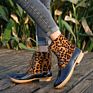 Ankle Black Striped Duck Boots for Women Short Seprape Leopard Duck Rain Boots