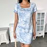 Anti-Static Letter Embroidery Bodycon Dress with Short Sleeve