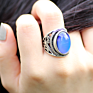 Antique Silver Plated Color Change Emotion Feeling Mood Oval Stone Ring