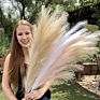 Ap-013 Extra Fluffy Beige 48" Fake Artificial Pampas Grass Large 7 Branches