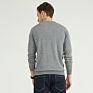 Autumn 100% Merino Wool Material Grey Plain Men's Crewneck Knitted Pullover Sweaters for Man