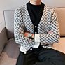 Autumn Fluffy Knitted Top Men's Sweater Solid Color Long Sleeve Warm Lapel Cardigan Coat