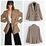 Autumn Ladies Jacket British Style Pattern Double-Breasted Suit Jacket Women