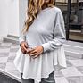 Autumn Peplum Style Sweatershirt Ruffles Blouse Causal Elegant Women Shirt