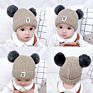Baby Double Layer Velvet Warm Cute Unisex Knitted Beanie with 2 Pom Pom