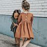 Baby Girl Baby Pure Color Bow Sleeve Pleated Skirt Dress