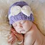 Baby Knitted Hat with Color Matching Bowknot Hat, Baby Warm Cap