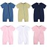 Baby Plain Clothes Newborn Baby Girls Boys Short Sleeve Zipper Bamboo Cotton Rompers