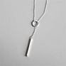 Bar 925 Sterling Silver Long Chain Necklaces Women Jewelry Blank Pendant Necklace