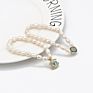 Baroque Freshwater Pearl Beads Cz Evil Eyes Charm Bracelet Gold Plating Full Zirconia Hand Eyes Pearl Bracelet