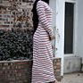Base Wear Arabian Stripe Long Sleeve Muslim Dress Islamic Clothing