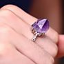 Beautiful Natural Crystal Jewelry Women Amethyst Cluster Ring