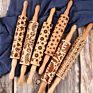 Beech Wood Embossed Rolling Pin Baking Cookies Noodle Biscuit Fondant Cake Cute Dough Pattern Wooden Laser Engraved Rolling Pin