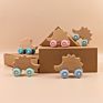 Beech Wooden Funny Animal Rosary Silicone Molar Teether Baby Rattle Toy