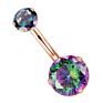 Belly Bar CZ Round Prong Set Navel Ring Body Piercing