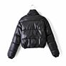 Black Bubble Coat Zipper Pu Faux Leather Women Puffer Jackets