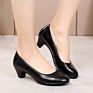 Black Cow Genuine Leather Women Anti-Slip Work Professional Hotel Bank Staff Shoes