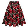 Black Rose Printed Floral Skirt High Waist Women Cotton 50S 60S Punk Flare Retro Vintage Skirt Vd0020
