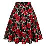 Black Rose Printed Floral Skirt High Waist Women Cotton 50S 60S Punk Flare Retro Vintage Skirt Vd0020