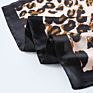 Black Side Leopard Square Satin Silk Feel Chiffon Scarf