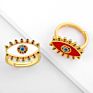 Blingbling Colorful Diamond Gold Adjustable Rings Evil Enamel Eye Open Rings Copper Pave with Zircon Band Ring