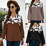 Blouse Women Tops Long Sleeves Polyester Loose Ladies Leopard Shirt Patchwork 646544