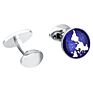 Blue Enamel Map Cufflinks for Mens