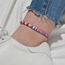 Bohemian Polymer Clay Tiny Bead Beach Anklet Handmade Adjustable Colorful Bracelet Vinyl Disc Anklet for Women
