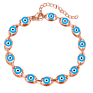Boho 18K Gold Plated Lucky Evil Eyes Bracelet 7.5 Inch Blue Evil Eyes Charm Bracelet for Girls