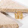 Boho 3 Layered Beaded Rings 18K Gold Plated Moon Star Opening Rings Stainless Steel Finger Jewelry Ring for Women