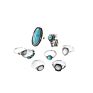 Boho Geometric Heart Moon Emerald Hollow Animal Rings Set 8 Pcs/Set Silver Turquoise Nail Midi Rings for Women