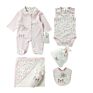 Born Baby Gift Set Cotton Baby Clothes 6 Pcs Romper Set with Bodysuit, Blanket, Hat, Bottle Cover and Bib