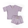 Boutique Kids Fashionable Solid Color Baby Lounge Set Cotton Two Pieces Short Set Kids Longewear Set