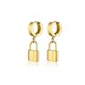 Brass 18K Gold Plated Padlock Lock Drop Earring Dangle Hoop Earrings Jewelry Women