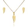 Bridal Gold Stainless Steel Fish Bone Wing Horse Flower Pendant Necklace Earrings Jewelry Set for Women