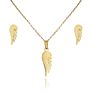 Bridal Gold Stainless Steel Fish Bone Wing Horse Flower Pendant Necklace Earrings Jewelry Set for Women